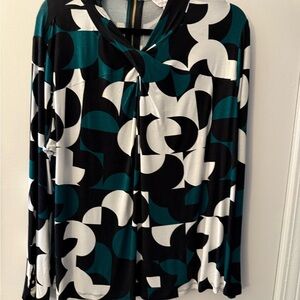 Geometric Black and Teal Women's Top